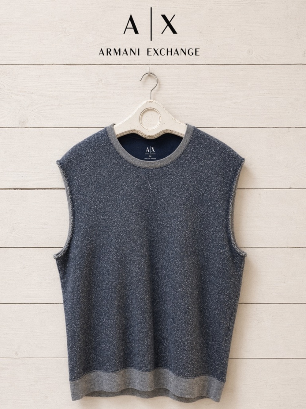 ARMANI EXCHANGE Blue Marled Sleeveless Knit Top XL